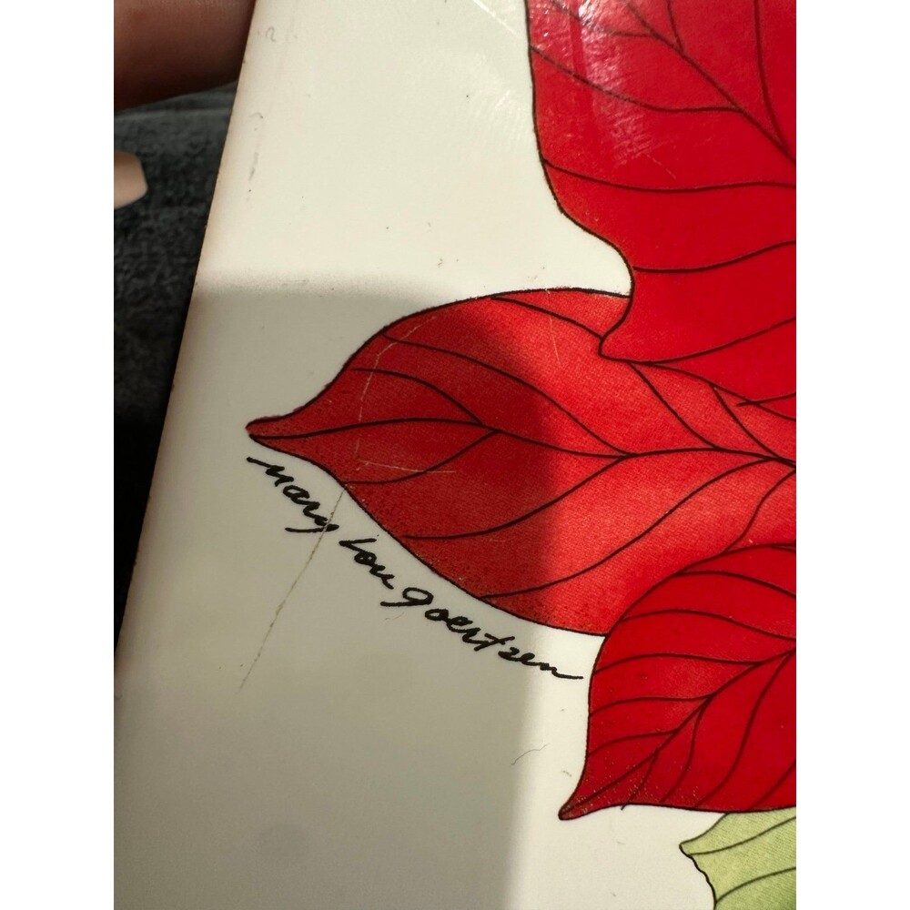 Block Spal Mary Lou Goertzen 2 Decorative Ceramic Tile Poinsettia Coasters - Picture 6 of 7